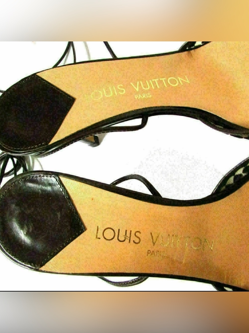 Louis Vuitton Mesh Damier Kitten Heel Lace Up Pumps Black Sheer 6.5 - Picture 11 of 14